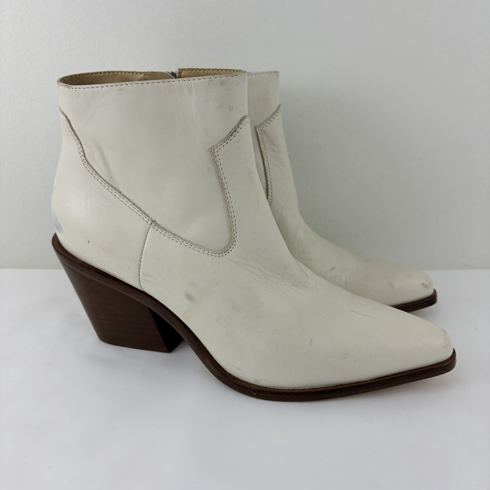 Rag & Bone Womens Ivory Leather Ankle Boots Block Heel EU 37‎ US 7 Chic